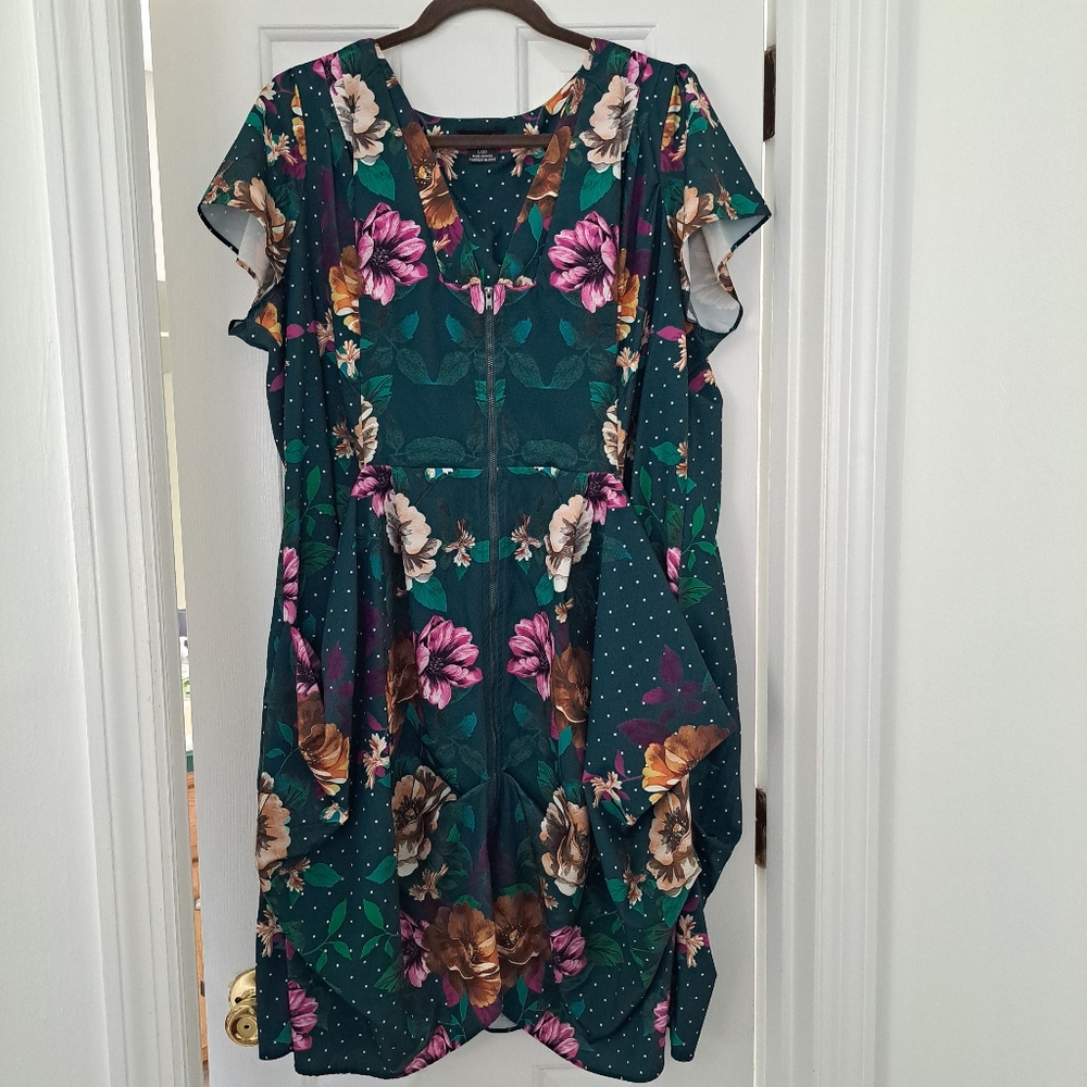 City Chic Plus L/20 zip front dress green